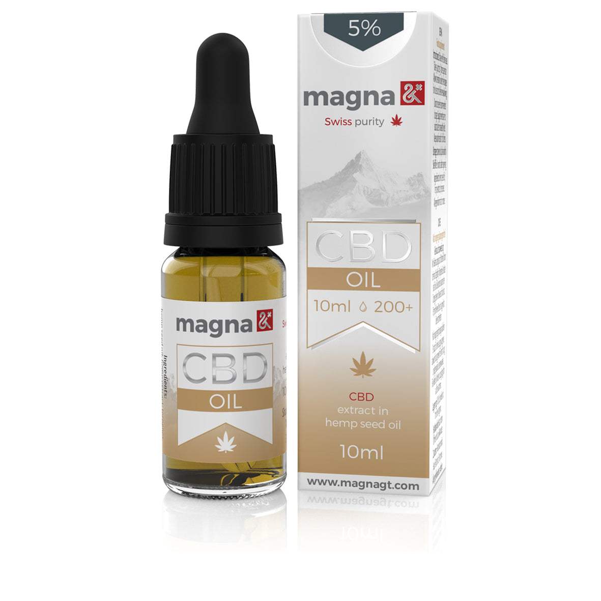 5% CBD oil 500mg in hemp seed oil, 10ml bottle.