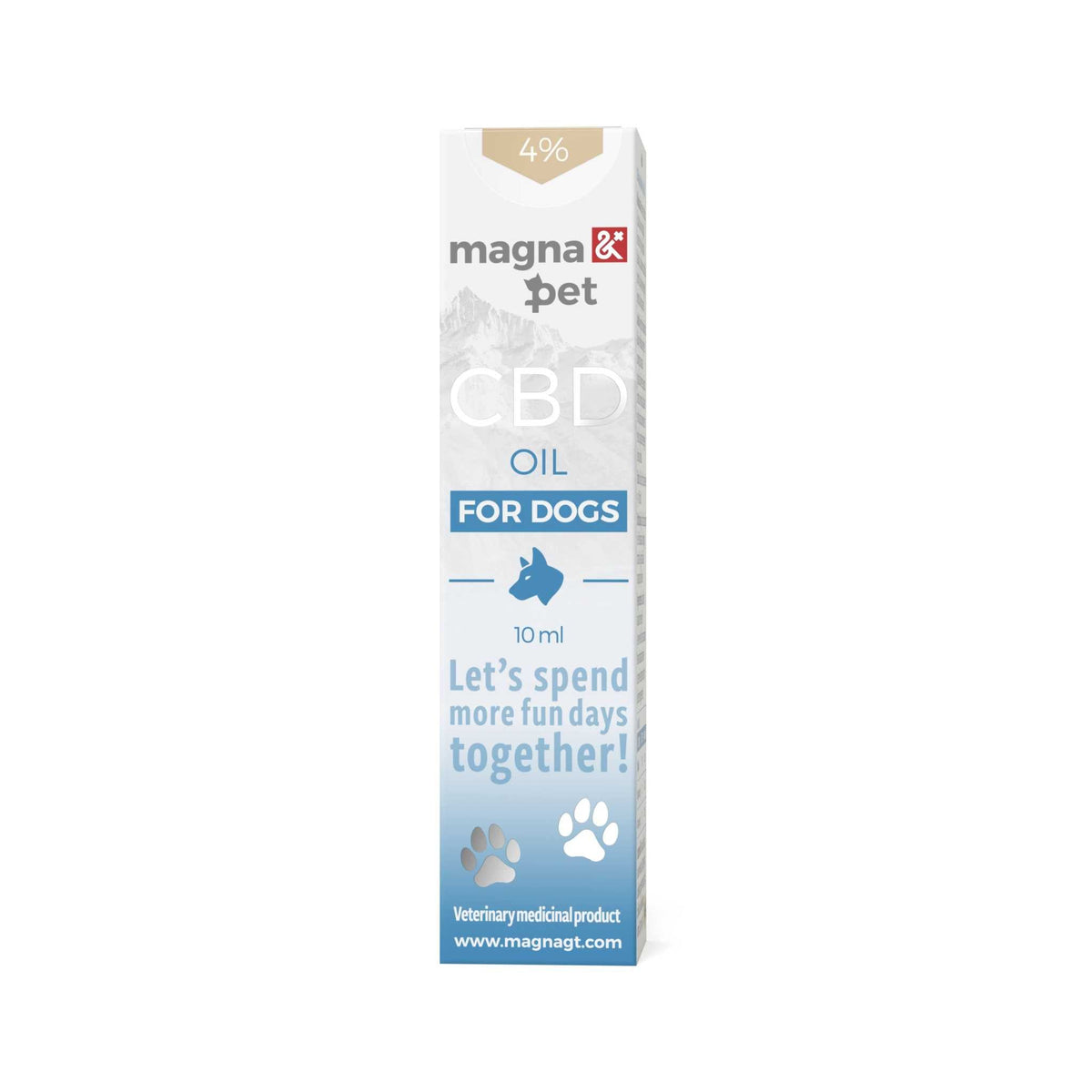 Magnapet 4% CBD oil for dogs with vitamins and nutrients, 10ml bottle.