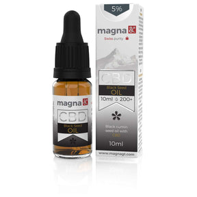 Magna G&T 5% CBD Oil 500mg in Black Cumin Seed Oil, 10ml bottle.