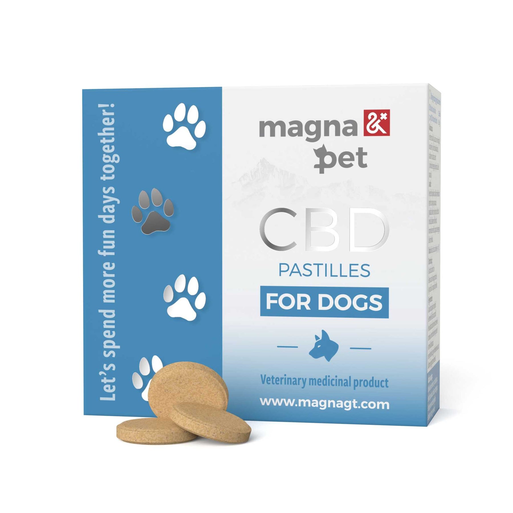 Magnapet CBD tabletta kutyáknak ízesített tápláló egészségjavító összetevőkkel.